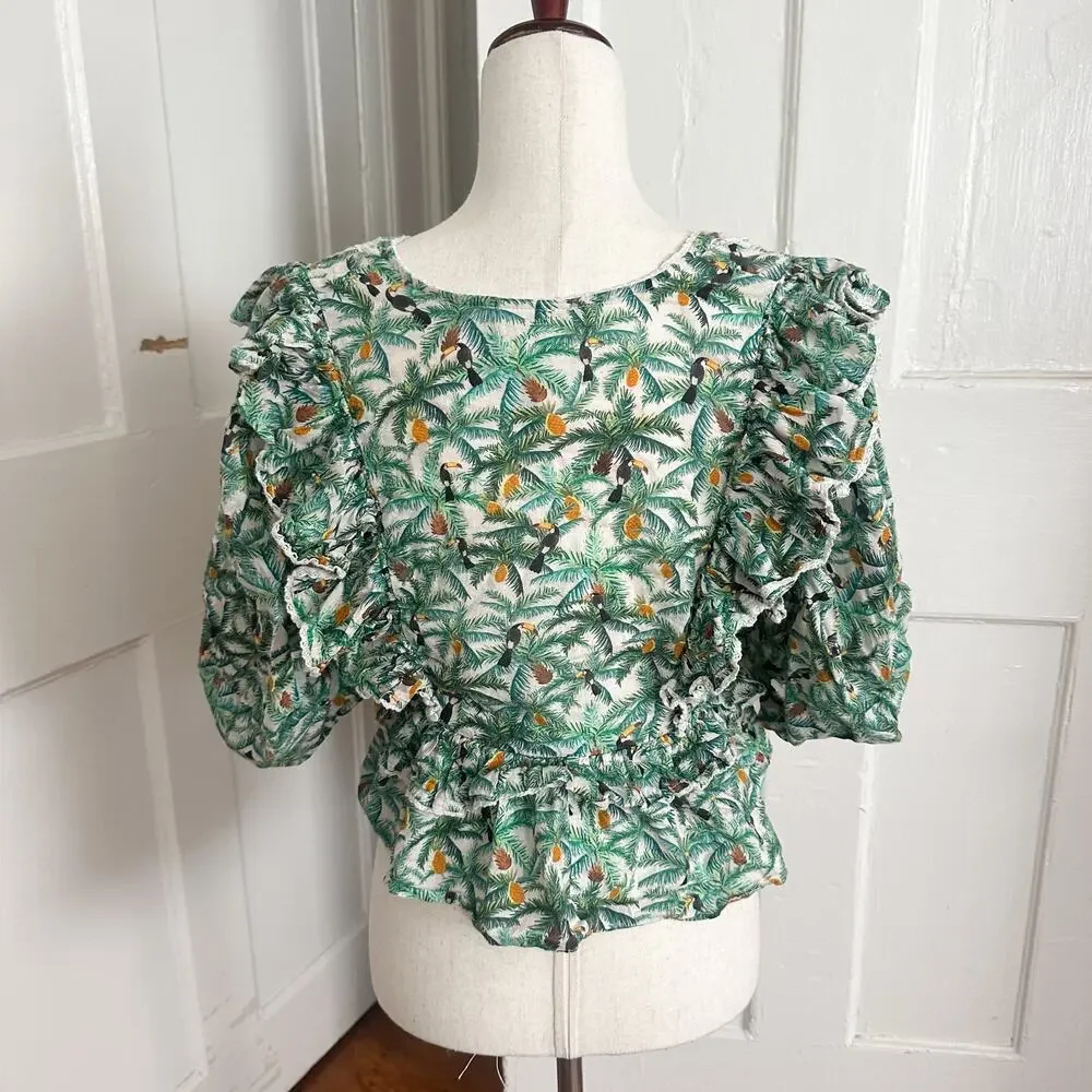 Farm Rio Toucan Tropical Print Top
